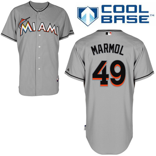Carlos Marmol #49 mlb Jersey-Miami Marlins Women's Authentic Road Gray Cool Base Baseball Jersey